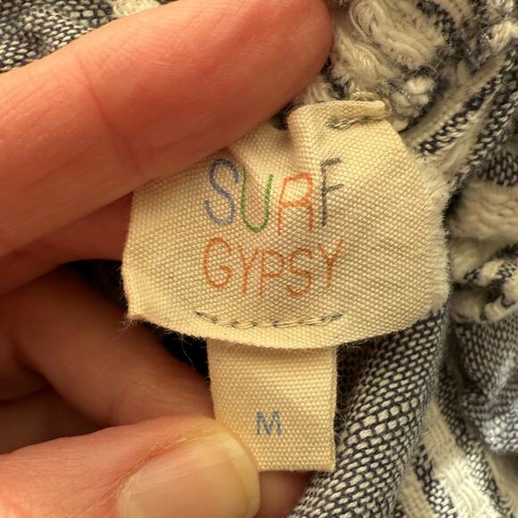 Surf Gypsy Womens M Boho Woven Off Shoulder Bell Sleeve Tassel Cropped Top Beach - Picture 5 of 7